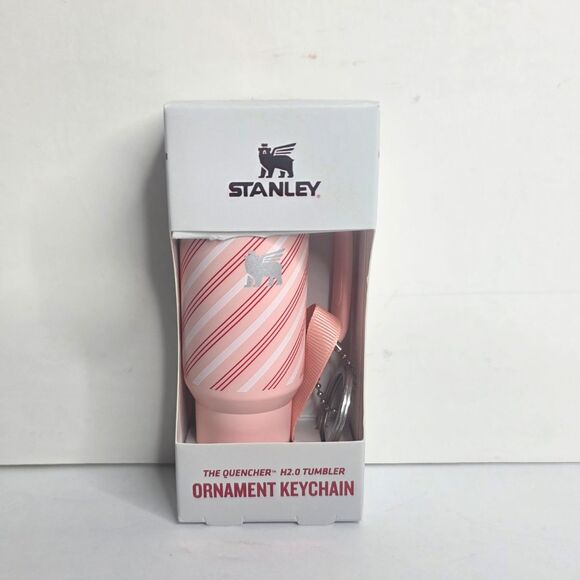 Stanley Tumbler Candy Cane Strawberry Polka Dot Ornament Keychain Set of 3 - NEW - Picture 9 of 11